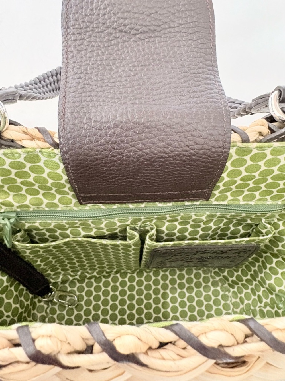 BRIGHTON Raffia Leather Floral Beach Tote Bag Coastal Vacay Natural Vacation EUC - Picture 12 of 16